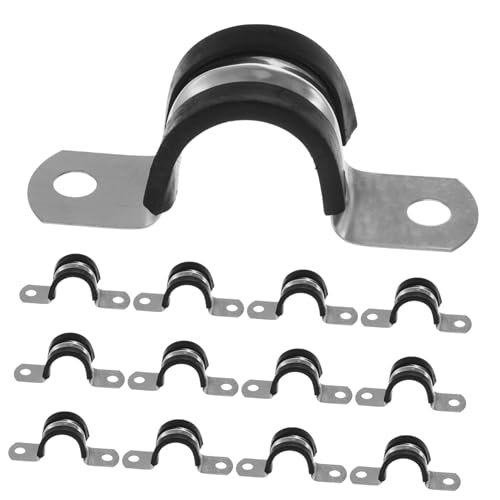 PRETYZOOM Stainless Steel U-clamps 20pcs Cushioned Pipe Clamps Vibration Dampening for Cable Management