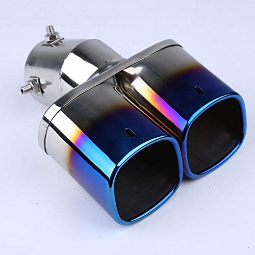 Image of Oshotto Stainless Steel SS-010-BLUE Car Exhaust Tailpipe Dual Pipe Cover Compatible with Maruti Suzuki Brezza - Multicolor