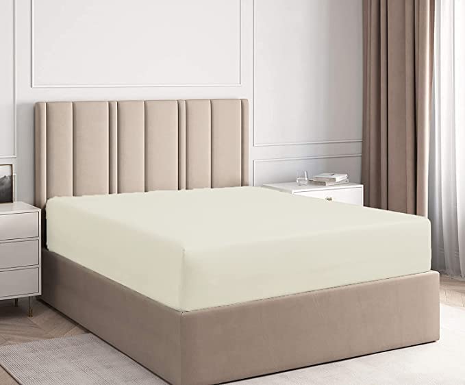 British Home Bedding, Plain Polycotton Percale Fitted Bed Sheets - Image 2