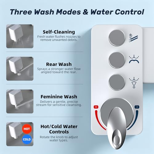 Image of Bidet Attachment for Toilet Seat, Non Electric, Hot /Cold Water Contral | Dual Nozzle Bidets Sprayer with Rear /Feminine Wash Self Cleaning Spray-Adjustable Bidets Wash Butt Cleaner for Bathroom