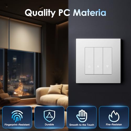 BSEED WLAN Rollladenschalter Unterputz mit PC Rahmen, Smart Jalousien Schalter ben&ouml;tigt Nullleiter, WiFi Rolladen Zeitschaltuhr Prozentuale Steuerung, kompatibel mit Alexa/Google Home, Wei&szlig;