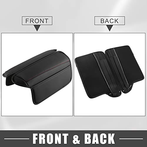 A Absopro Car Center Console Armrest Cushion Soft Pad Arm Rest Cover Support Black With Red Stitches For Nissan Rogue 2021 2022 2023 (Pack Of 2) #TOP6