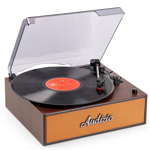 Audizio Reno - Plattenspieler mit Lautsprecher Bluetooth - Retro Schallplattenspieler - Vinyl Player für 33/45/78 RPM, Turntable Vinyl mit Riemenantrieb, Vintage Schallplatten...