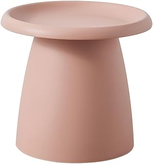 Mesa de Centro pequeña de plástico Moderna y Sencilla con Forma de Hongo nórdico, Mesa de Centro Moderna con Pedestal Redondo, Mesa de Centro para balcón, Color Rosa sólido, 20" de Largo x 2
