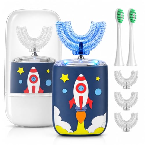Brosse à dents électrique U enfants étanche IPX7 avec 5 têtes de rechange