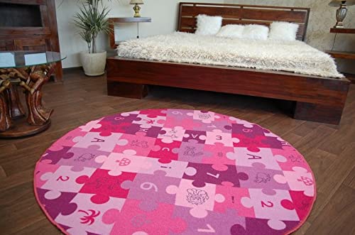 rugsx Dywan Puzzle fioletowy okrąg 150 cm