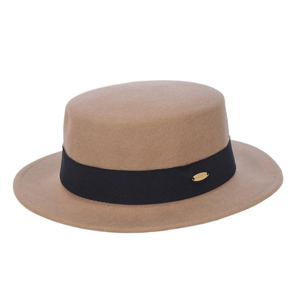 Chapeau haut de forme plat femme aux finitions feutre haut de gamme