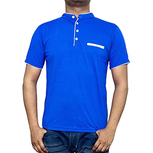 Image of Stylish and Handsome Mandarin Collar Half Sleeves T Shirt for Men Combo (Pack of 1)