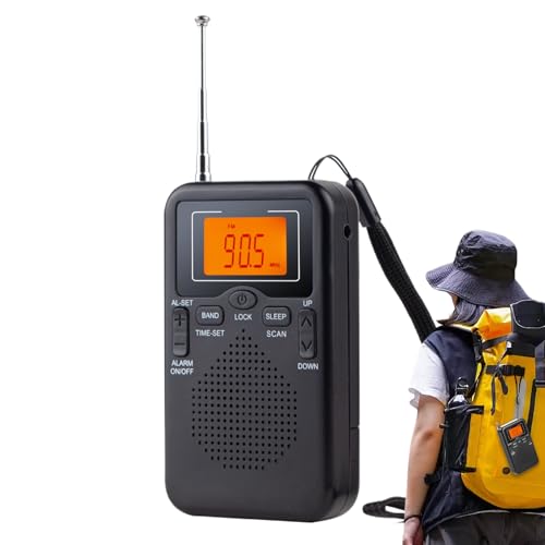 Radio A Pilas | Receptor Pequeño Portátil con Pilas,Pantalla LCD Digital con Sonido Nítido para Senderismo, Camping, Autocaravana, Viajes y Hogar