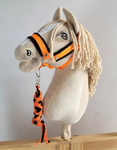 Hobby Horse Set Halter A3 confeccionado con piel negra de alta densidad