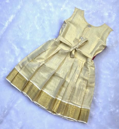Girl's Traditional Ethnic Wear South Cotton Tissue Sleeveless Frock3