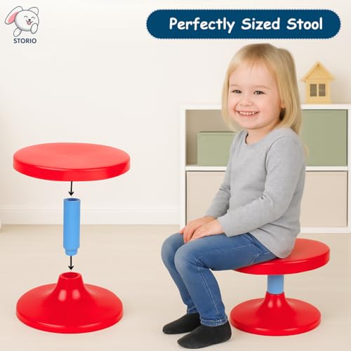 Image of Storio Jazz Drum Set for Kids | Musical Toy Set with 3 Drums, 1 Cymbal, Drumsticks & Stool | Durable Plastic Learning Toy Music Instrument for Boys & Girls for 3 Years+
