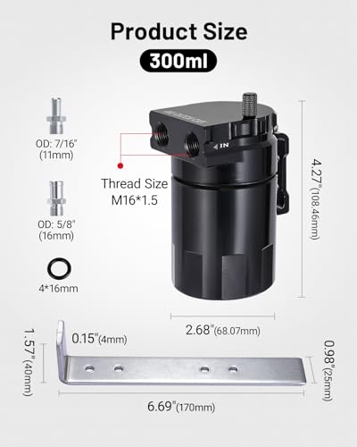 image for EVIL ENERGY Oil Catch Can, 300ML Universal Baffled Catch Can Kit with 