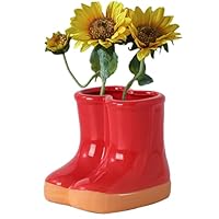 Boot Vase, Funny Rain Boot Planter, 4.7x3.9x5.1 Inch Ceramic Flower Vase, Decorative Cute with Non Slip Base for Home Garden Balcony DecorHOME Decor