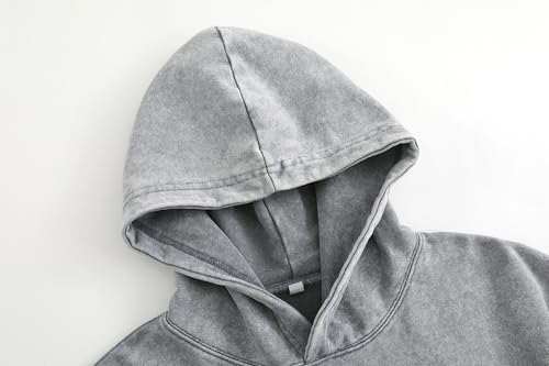 Image of Maydear Custom Vintage Washed Hoodie, Personalized Text Logo Pullover Sweatshirt for Men Women