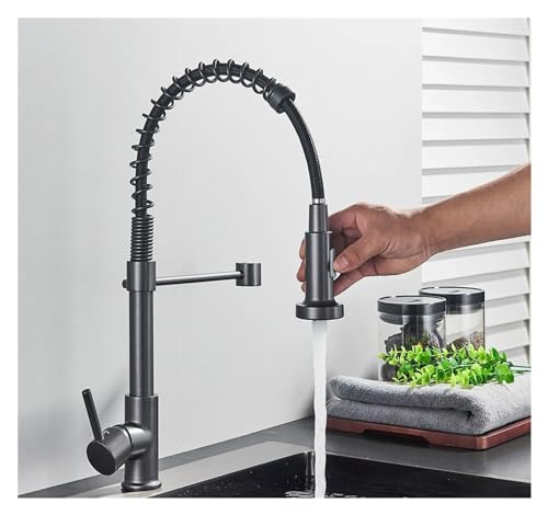 Robinet d'eau chaude cold grue de cuisine noir mat à ressort