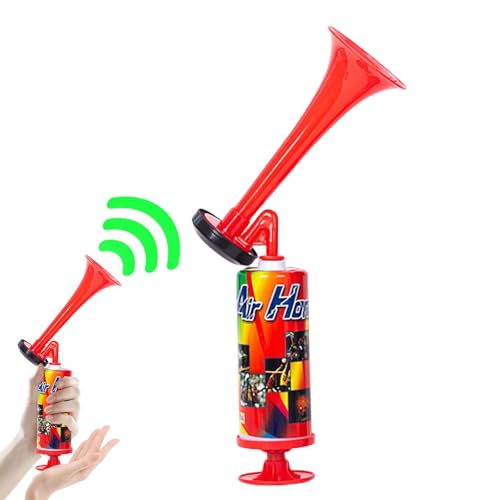 Buzinha de ar de mão, buzina de ar forte para futebol, trompete de estádio, som forte, portátil, para jogos de futebol e outros eventos desportivos, vermelho