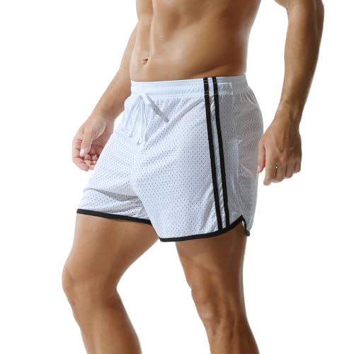 Short en maille à rayures pour homme cordon et entrejambe 7,6 cm