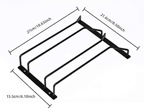 Dianoo Wine Glass Holder, Stemware Rack, Wine Glass Rack Under Cabinet with Screws, 27cm 2 Rows Black