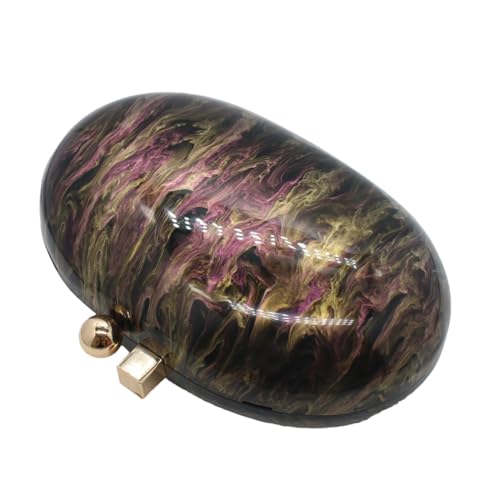 Image of Acrylic Evening Clutch Bag for Women Shell Shape Shoulder Crossbody Bag Glitter Marble Purse Handbag