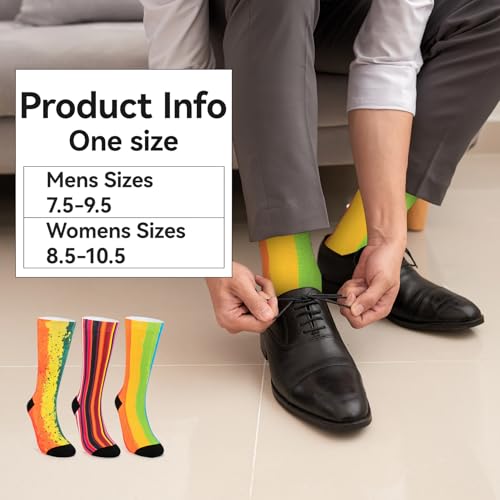 Image of Novelty Crew Socks for Unisex Wild Side with These Eye-Popping Prints 3 Pairs One Size