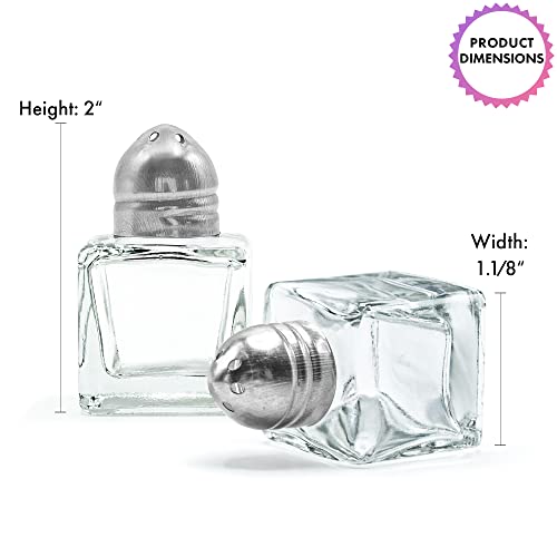 Srenta Mini Salt & Pepper Shakers Set | Classic Design Transparent Glass Kitchenware | Essential Dining Table Refillable Tool | 0.5 Oz. Set of 24