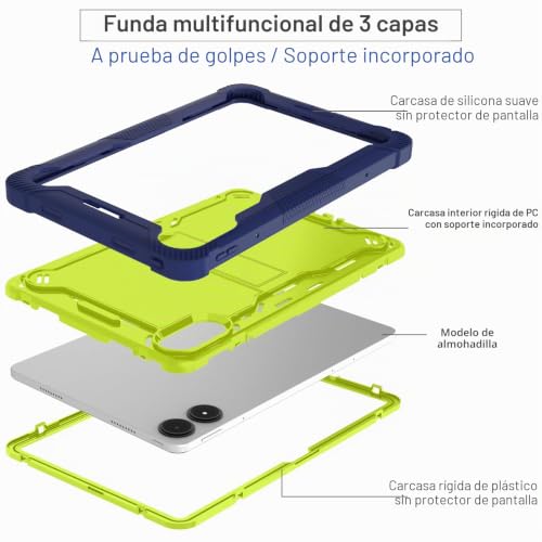 Funda tablet para Redmi Pad Pro 5G 12.1 pulgadas carcasa infantil azul y verde 3