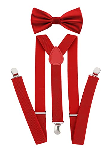 Kit Suspensório + Gravata Borboleta Adulto (Vermelho)