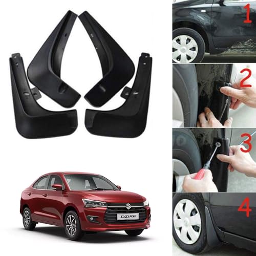 Image of Oshotto (O.E.M Fitting Cup Type) Mud Flap /Splash Guard Compatible with Maruti Suzuki Dzire 2024 (Set of 4)