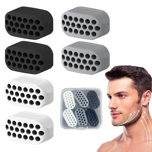 KASESSS 6 Pièces Machoire Silicone Gomme Spierspieren, Jaw Trainer Hommes Vrouwen, Solid Gum, Oefeningen voor Double Menton Beauté du Visage