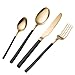 Juego De Cubiertos Flatware Set, Mango Cuadrado, Acero Inoxidable 304, Elegante Incluye Cuchillo Tenedor Cuchara Para El Hogar, Hotel, Restaurante, Vajillas Regalo (Negro,24 pcs)