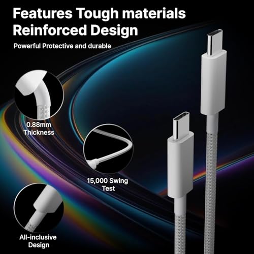 Image of Original USB-C to C Nylon Braided Cable Compatible with iPhone 16 /16 Plus /16 Pro /16 Pro Max,15 /15 Plus /15 Pro /15 Pro Max,Samsung Galaxy S24 /S23 /S22 /S21 FE