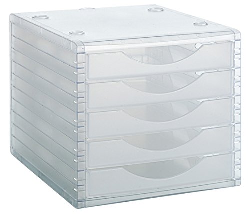 M-Office Freya Módulo 4005 De con 5 Cajones Color Traslúcido Fabricado En Poliestireno Resistencia Válido para Formatos DIN A4, Folios Y Subcarpetas,