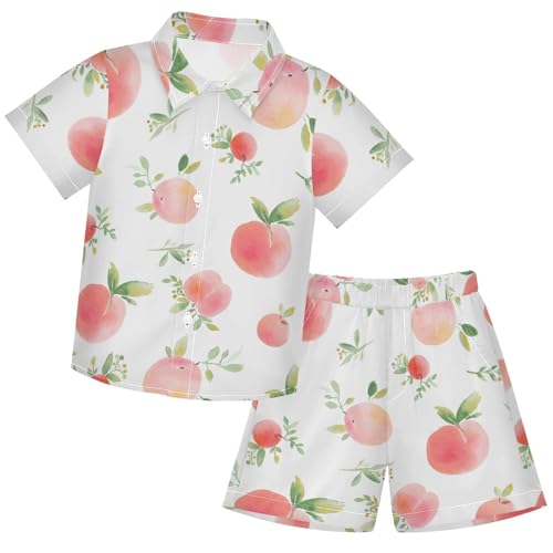 Image of visesunny Boy Floral Short Sleeve Button Down Shirt & Casual Shorts Set Summer Outfits 3-10 Years Clothes