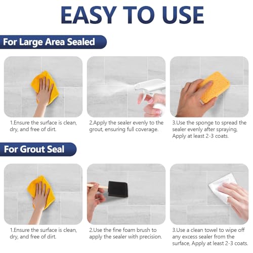 Meuvcol Grout Sealer,17.6 OZ Waterproof Grout Sealer for Shower, Floor, Kitchen - 100% Safe Tile Sealer Spray - Long Lasting Clear Grout Sealant for Stone, Bathroom, Marble - Indoor & Outdoor