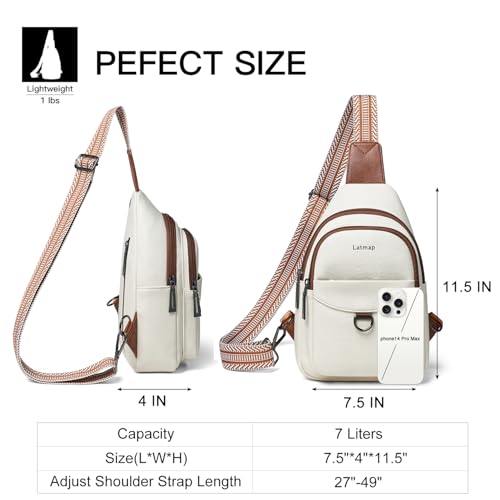 Image of LATMAP 7L Sling Bag for Women Men Crossbody Belt Bag Small Travel Sling Backpack Anti Theft Chest Daypack Purse Faux Leather