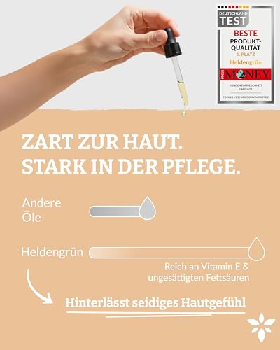 Heldengrün® Mandelöl Bio [100% NATURREIN] - Dermatologisch getestet - Mandelöl Baby - Sanfte Pflege für trockene & empfindliche Haut - Mandel Öl kaltgepresst