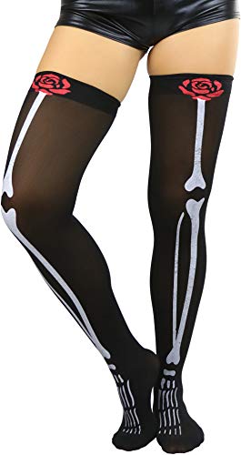 Image of ToBeInStyle Women's Scary Skeleton Leg Bones Halloween Hosiery Tights & Thigh High Stockings