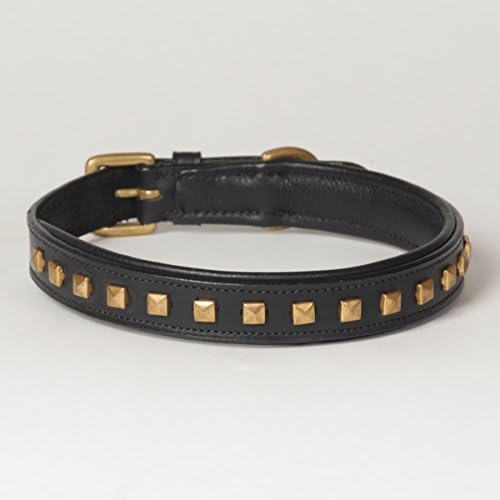 Medium Leather Studded Padded Phantom Dog Collar; Fits 14" - 18" Neck Size