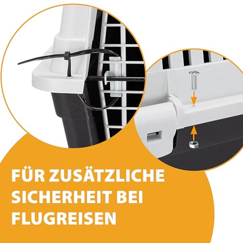 Ferplast Hundetransportbox Transportbox für mittelgroße Hunde Atlas 40, Reisebox für Hunde, Sicherheitsverriegelung, Lüftungsgitter, 49 x 68 x h 45,5 cm Grau