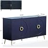 Buffet Cabinet with Storage,Wood Credenza Sideboard Cabinet with 4 Doors, Modern Accent Console Table for Kitchen,Living Room,Dining Room,Bedroom,Entryway (Navy Blue Style 7)