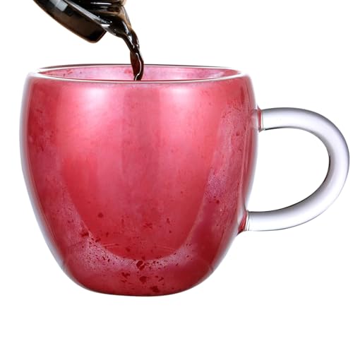 Taza de café en forma de corazón, taza de café de doble capa, taza de café aislada, taza de café estética, taza de café espresso gruesa, taza de bebida caliente, taza de café capuchino, taza de café