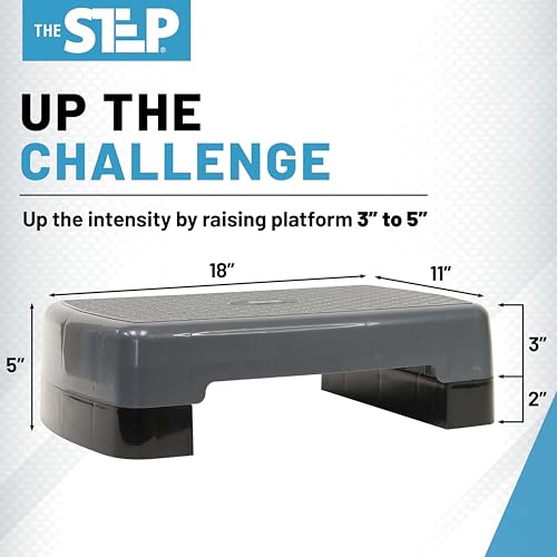 The Step Mini Aerobic Stepper for Home Workout Steppers for Exercise,Gray/Black - Thumbnail 3