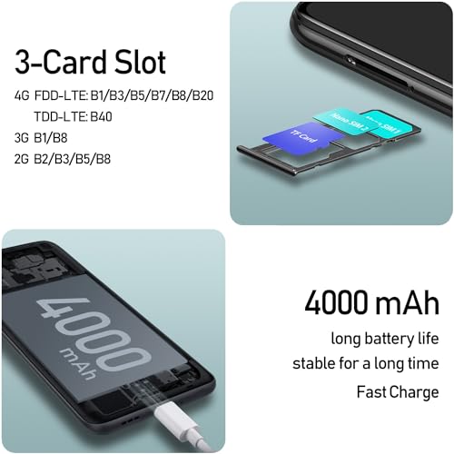 EL X70 Android 11 Smartphone ohne Vertrag Günstig, 6,52 Zoll HD+ Display 4000mAh, 8M Kamera, 3GB + 32GB ROM, Dual Simlockfreie Handys Fingerabdruck/Type-C/GPS-Schwarz – Bild 5