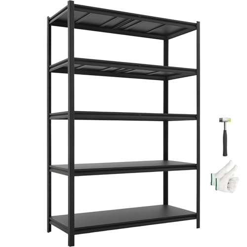 Image of VEVOR Garage Shelving, 5-Tier Adjustable Storage Shelves, 3000 lbs Heavy Duty Garage Shelves, Metal Utility Rack Shelf for Garage Workshop Warehouse Basement, 48.43 inch W x 20.55 inch D x 71.38 inch H