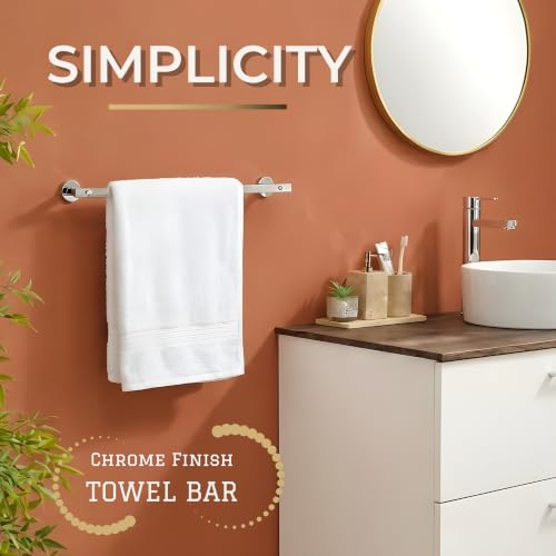 Image of GLOXY Premium Elite 24 Inch Towel Rod for Bathroom Combo Pack of 2 - Wall Mount Chrome Finish Stainless Steel Rust Proof Bathroom Rod for Clothes - Bathroom Fittings Accessory Bath Towel Holder