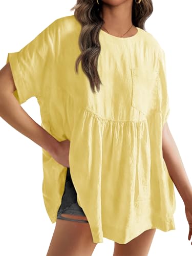 Image of Tankaneo Womens Summer Babydoll Tops Casual Loose Fit Peplum Oversized Tunic Shirts