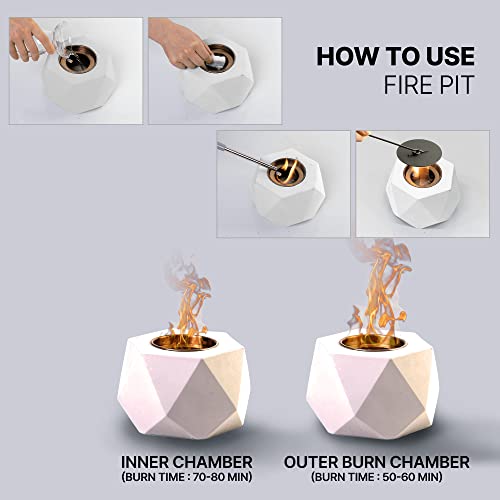 Casajin Tabletop Fire Pit –Modern Smokeless Fire Pit, Indoor Outdoor Portable Fire Pit Made Of Cement, Fun Mini Smores Maker (White) #TOP2