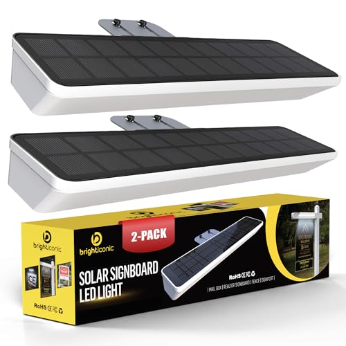 Brighticonics 2pck Solar Address Sign Light – IP65 Waterproof LED