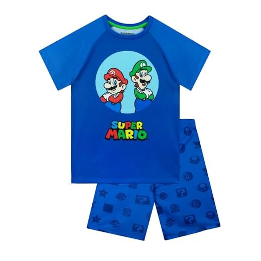 Super Mario Pojkar Pyjamas Mario and Luigi Blå 128